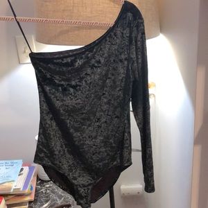 NWOT velvet bodysuit off the shoulder